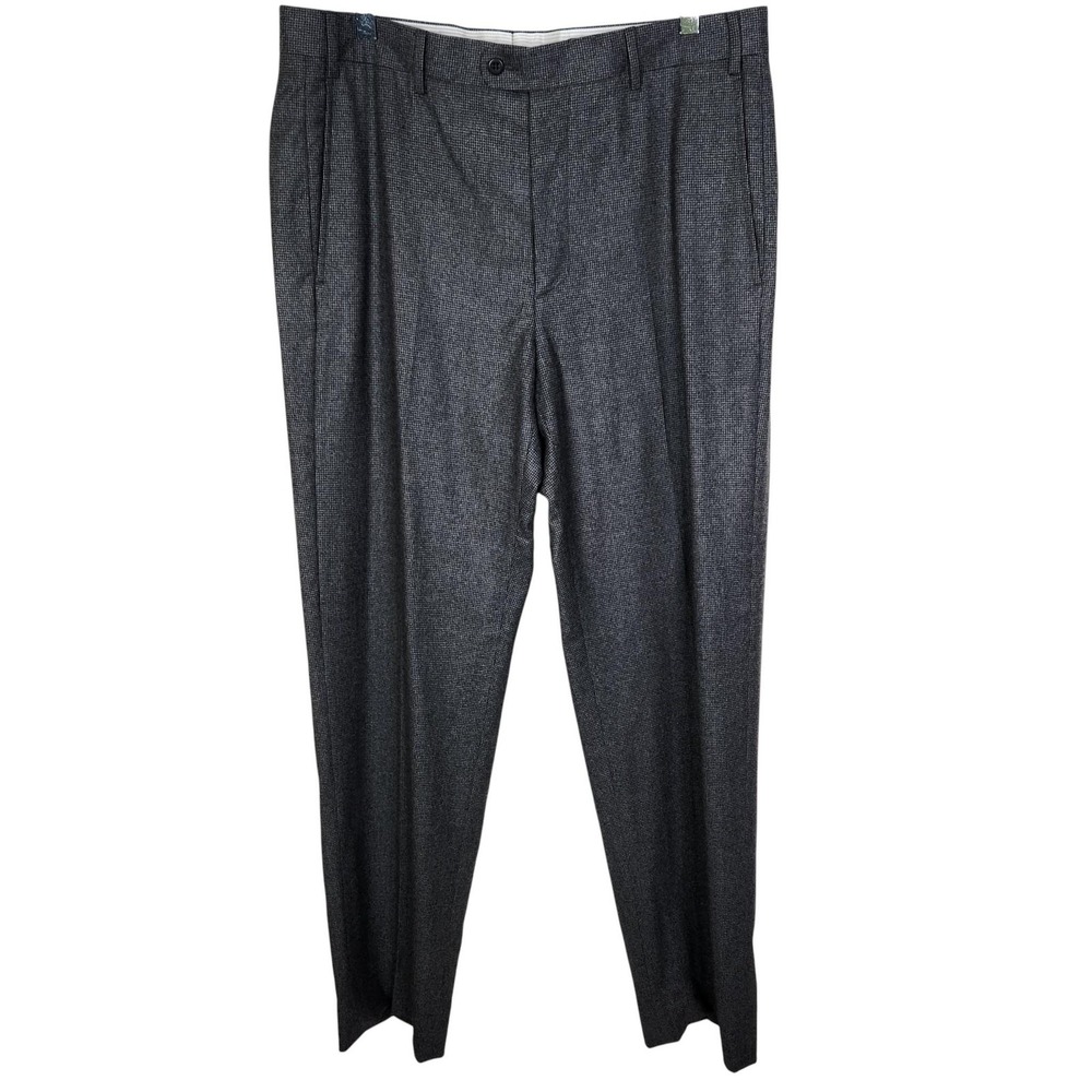 ZANELLA Pants Mens 35 Gray Check Todd Wool Pleat Dress Lined‎ Italy Nordstrom